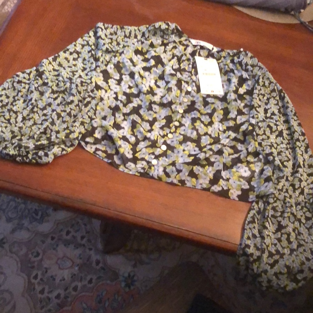 Floral Black and Blue Women's Top